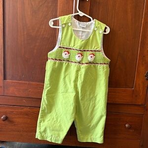 Sweet Dreams Lime Green Smocked One-Piece Romper with White & Red Accents